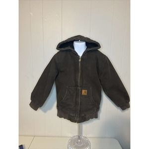 Carhartt Kids Hooded Coat Size 7 Color Dark Brown